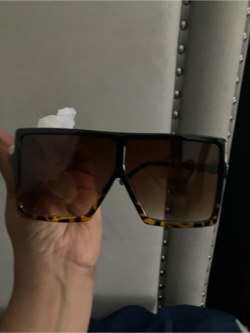 Tortoiseshell Square Shield Sunglasses - Brown Lenses